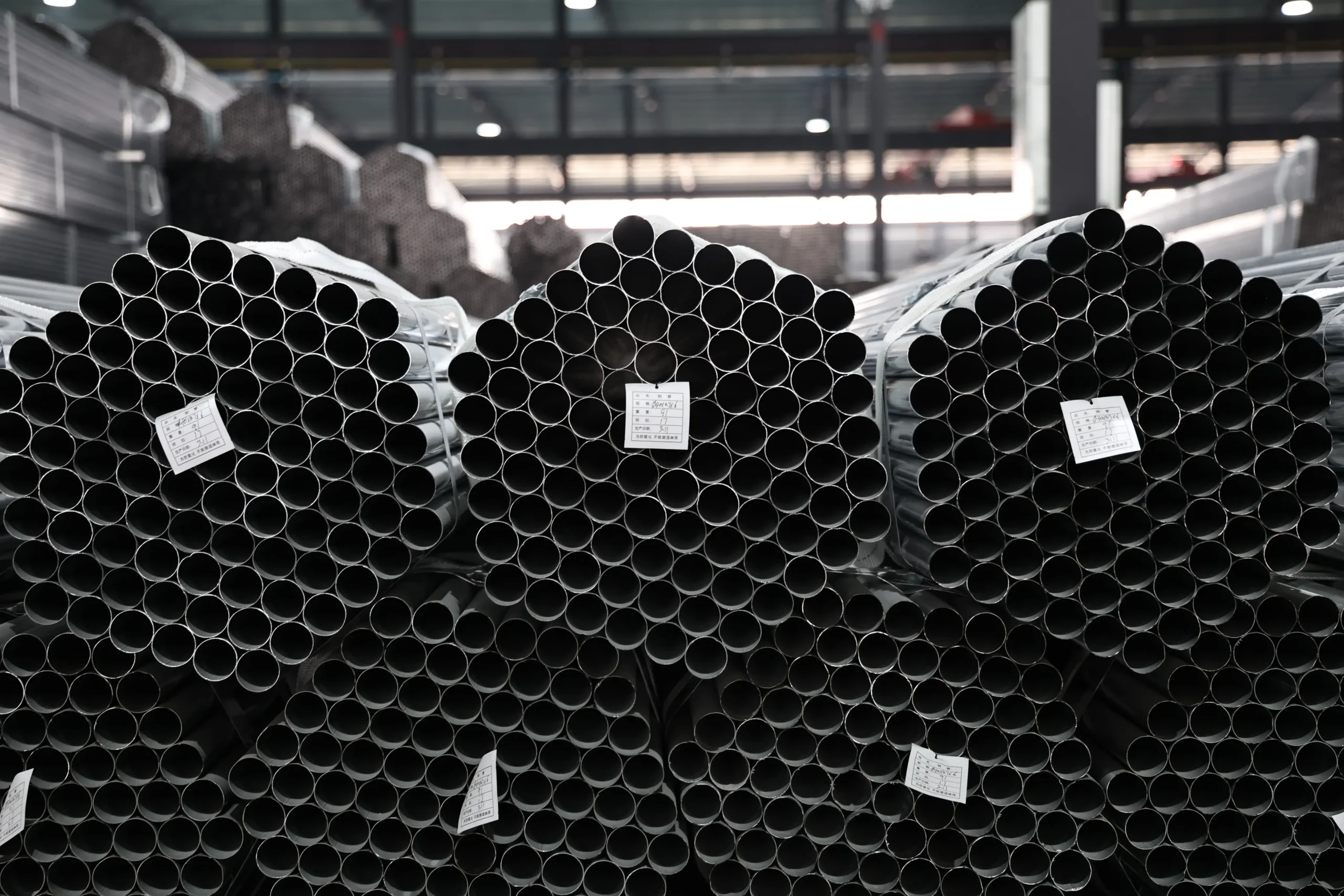 Galvanized pipe close-up showing clean ends